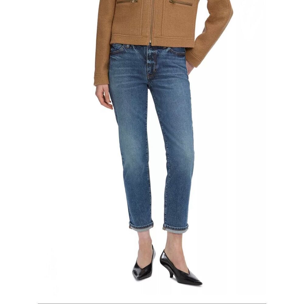 FRAME The Borrowed High Rise Ankle Slim Leg Jeans in Nebula Wash Size 31